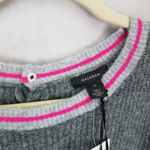 NEW Nordstrom Halogen Plus XL Ribbed Knit Pullover Sweater in Gray Dark Heather - Picture 7 of 12